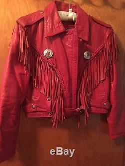 Beautiful red leather chaps and jacket slightly used