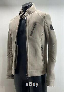 Bellstaff Leather Shearling Cafe Jacket Coat Mens 48 EU 38 R US Made In Italy