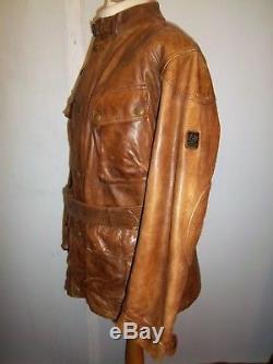 Belstaff Antique Brown Leather 1966 Panther Motorcycle Jacket Size L