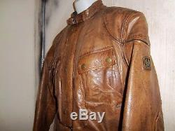 Belstaff Antique Brown Leather Panther Motorcycle Jacket Size L