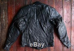 Belstaff Black Leather Heavy Padded Racing Motorcycle Jacket Biker Size 10/12
