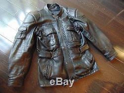 Belstaff Black Leather Padded Motorcycle Jacket. UK 40R, US Large