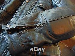 Belstaff Black Leather Padded Motorcycle Jacket. UK 40R, US Large