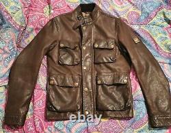 Belstaff Brad Leather Jacket Brown Men Small Xsmall IH RRL Motorcycle Cafe UK