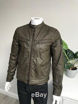 Belstaff Henfield Waxed Cotton Racer Biker Jacket Vintage Brown IT 48 UK 38 S M