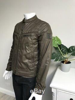 Belstaff Henfield Waxed Cotton Racer Biker Jacket Vintage Brown IT 48 UK 38 S M