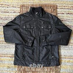 Belstaff Motorcycle Jacket Black Full Zip Riding Biking Men's Size XL