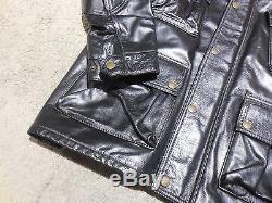 Belstaff Motorcycle Leather Jacket Adult Extra Large Black Coat Made England