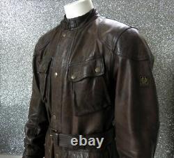 Belstaff Panther 1966 Dark Brown Leather Jacket UK XL 24 P2P