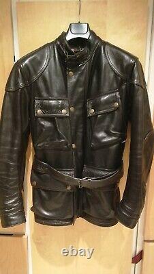 Belstaff Panther Leather Jacket Coat Small Black Made in Italy Original- V. Heavy