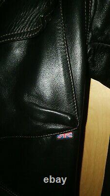 Belstaff Panther Leather Jacket Coat Small Black Made in Italy Original- V. Heavy