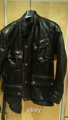 Belstaff Panther Leather Jacket Coat Small Black Made in Italy Original- V. Heavy