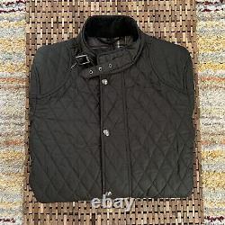 Belstaff Pathfield Diamond Quilted Motorcycle Full Zip Snap Jacket Green XL