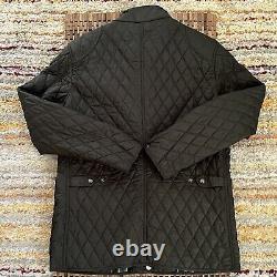 Belstaff Pathfield Diamond Quilted Motorcycle Full Zip Snap Jacket Green XL