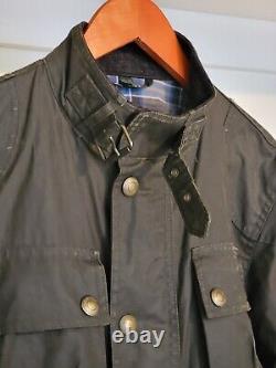 Belstaff Racemaster Waxed Cotton Moto Jacket Men's Medium US38/EU48 Faded Olive