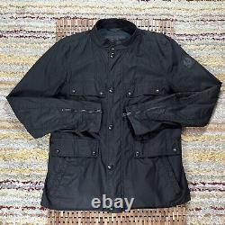 Belstaff Trailmaster Wax Canvas Motorcycle Jacket Black Men's Size Medium M