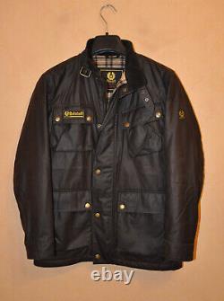 Belstaff Trialmaster Men's Brown Waxed Cotton Biker Insulated Jacket Size S M