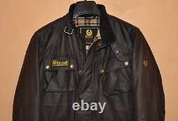 Belstaff Trialmaster Men's Brown Waxed Cotton Biker Insulated Jacket Size S M