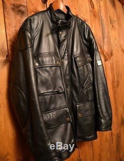 Belstaff Trialmaster Vintage Cafe Racer Motorcycle Biker Leather Jacket 48 XXL