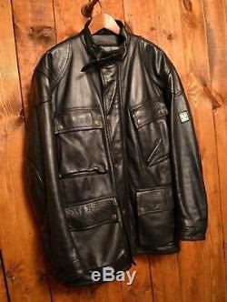 Belstaff Trialmaster Vintage Cafe Racer Motorcycle Biker Leather Jacket 48 XXL