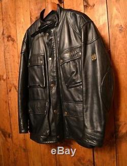 Belstaff Trialmaster Vintage Cafe Racer Motorcycle Biker Leather Jacket 48 XXL