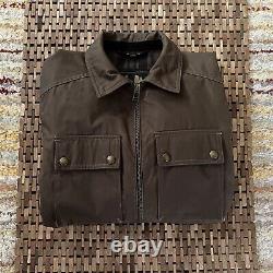 Belstaff Waxed Lined Motorcycle Riding Biker Jacket Full Zip Brown Men's Small A