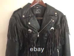 Biker Fringe Jacket Sz 42 By Team Racing Cowhide Western Festivals Burning Man