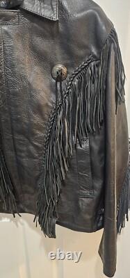 Biker Leather Jacket Fringes SZ 46 Western Motorcycle Rock