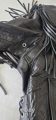 Biker Leather Jacket Fringes SZ 46 Western Motorcycle Rock