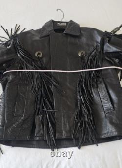 Biker Leather Jacket Fringes SZ 46 Western Motorcycle Rock