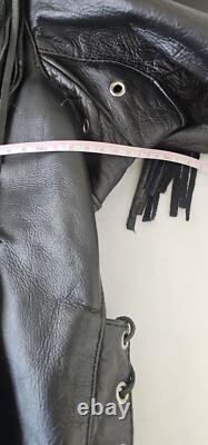Biker Leather Jacket Fringes SZ 46 Western Motorcycle Rock
