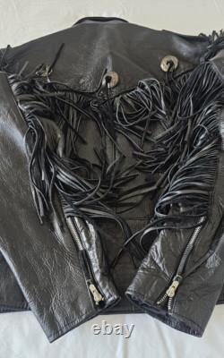 Biker Leather Jacket Fringes SZ 46 Western Motorcycle Rock