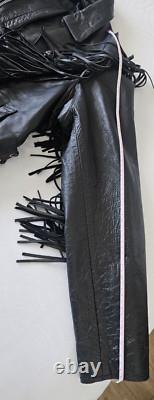Biker Leather Jacket Fringes SZ 46 Western Motorcycle Rock