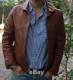 Bill Kelso Horsehide Leather Cossack Jacket Handmade 42 RRL Shawl Collar Campus