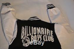 Billionaire Boys Club BBC Black White Leather Sleeve Bomber Coat Jacket Medium M