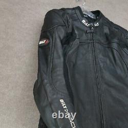 Bilt Cafe Racing Leather Motorcycle Jacket Armour Men's Size 42 Black