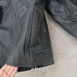 Bilt Cafe Racing Leather Motorcycle Jacket Armour Men's Size 42 Black