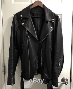 Black Acne Studios Mens Nate Leather Motorcycle Jacket 38 48 Medium $2K