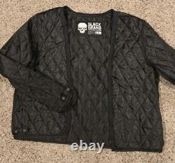 Black Brand Leather Motorcycle Jacket Black Large Reflective Strip Vented Punk
