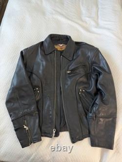 Black Leather Biker Jacket Men's Mid-Length Zip Closure Solid Casual