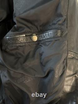 Black Leather Biker Jacket Men's Mid-Length Zip Closure Solid Casual