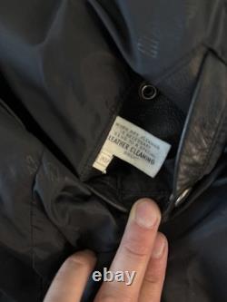 Black Leather Biker Jacket Men's Mid-Length Zip Closure Solid Casual