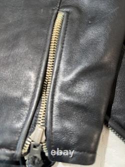 Black Leather Biker Jacket Men's Mid-Length Zip Closure Solid Casual