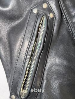 Black Leather Biker Jacket Men's Mid-Length Zip Closure Solid Casual