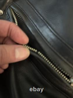 Black Leather Biker Jacket Men's Mid-Length Zip Closure Solid Casual