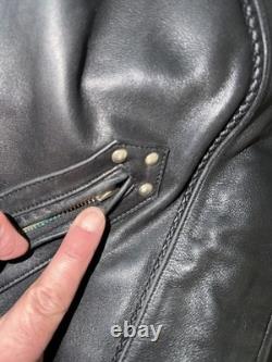 Black Leather Biker Jacket Men's Mid-Length Zip Closure Solid Casual