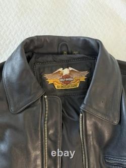 Black Leather Biker Jacket Men's Mid-Length Zip Closure Solid Casual