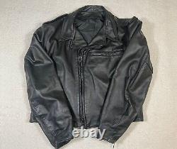 Black Leather Motorcycle Jacket Men's 46 Unbranded Made In USA