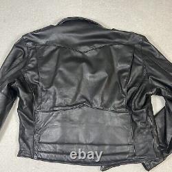 Black Leather Motorcycle Jacket Men's 46 Unbranded Made In USA