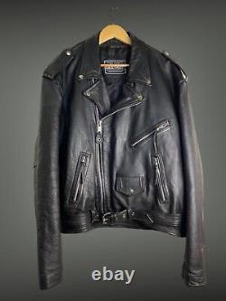 Black Leather Motorcycle Jacket Men's XXL